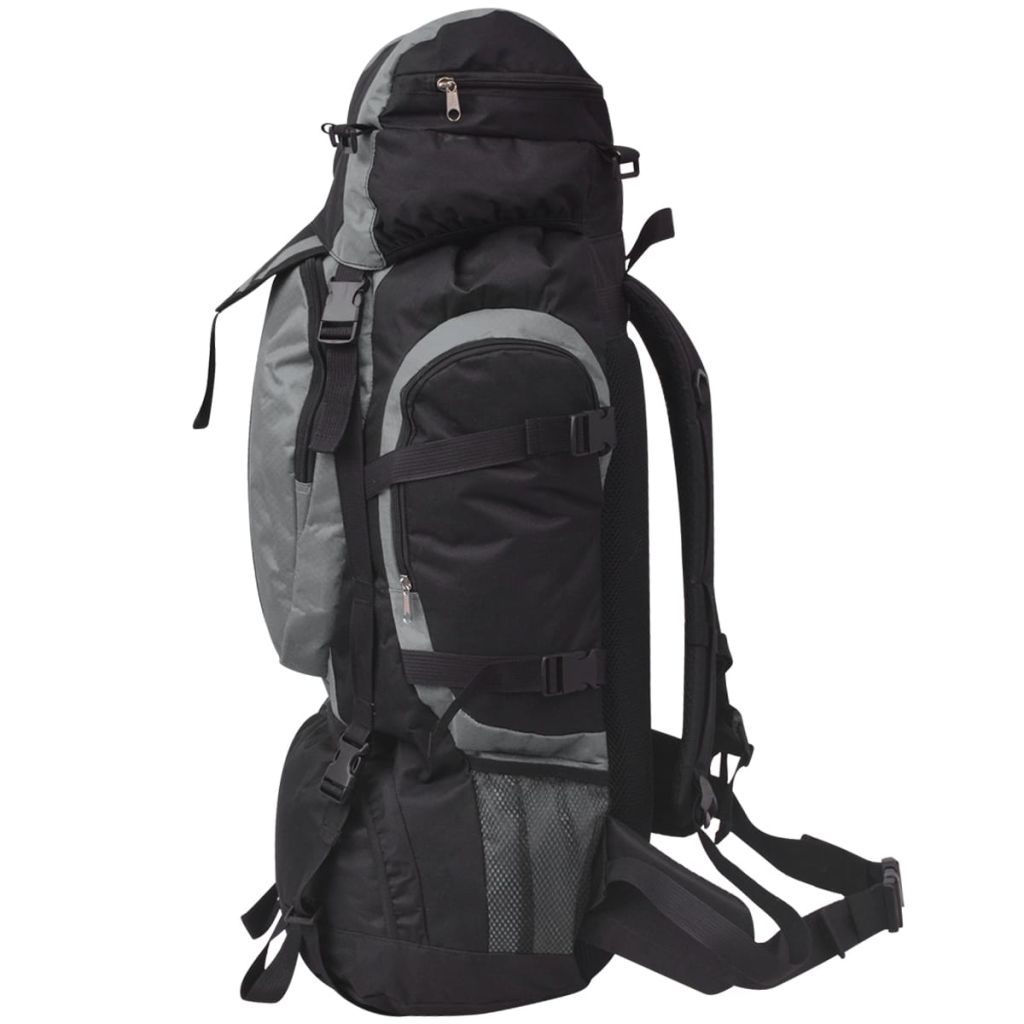 vidaXL Wanderrucksack XXL 75 L Schwarz und Grau