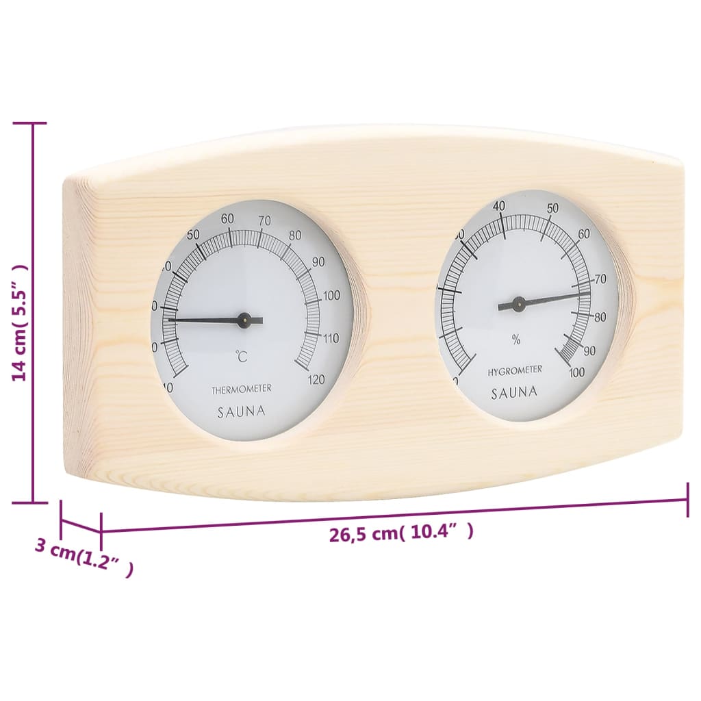 vidaXL 2-in-1 Sauna-Hygrothermograph und Sanduhr Set Massivholz Kiefer