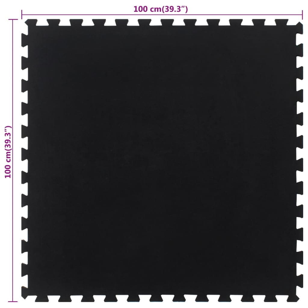 vidaXL Gummi-Bodenfliese Schwarz 12 mm 100x100 cm