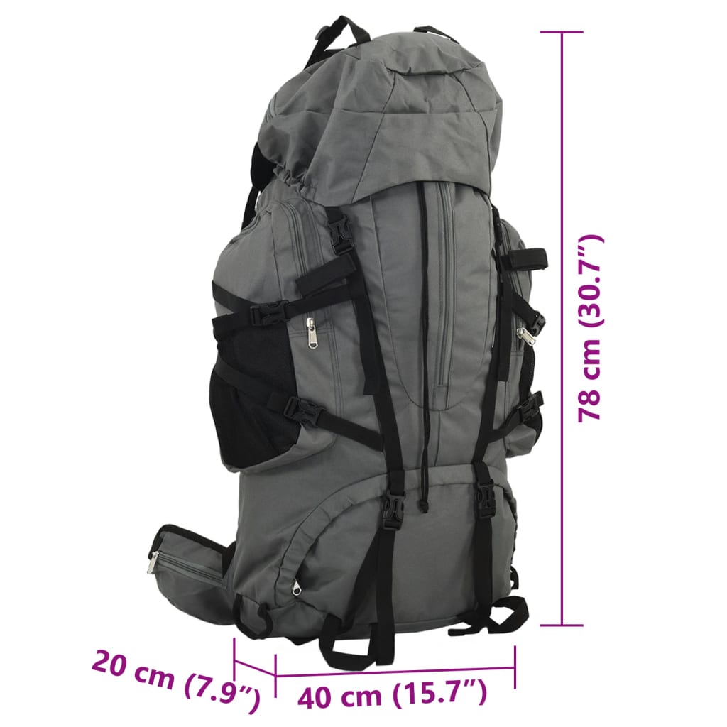 vidaXL Wanderrucksack Grau 80 L Oxford-Gewebe