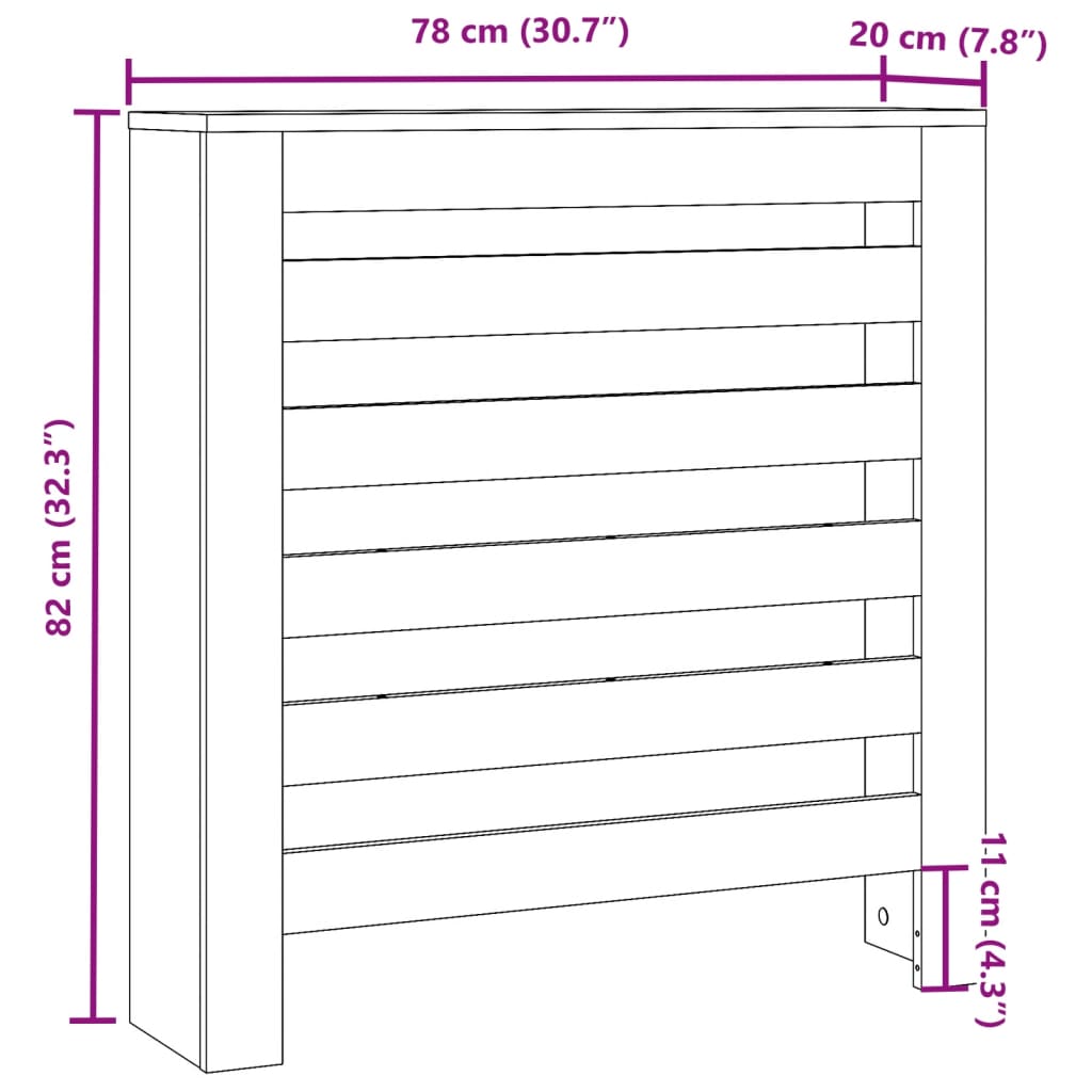 vidaXL Heizkörperverkleidung Schwarz 78x20x82 cm Holzwerkstoff