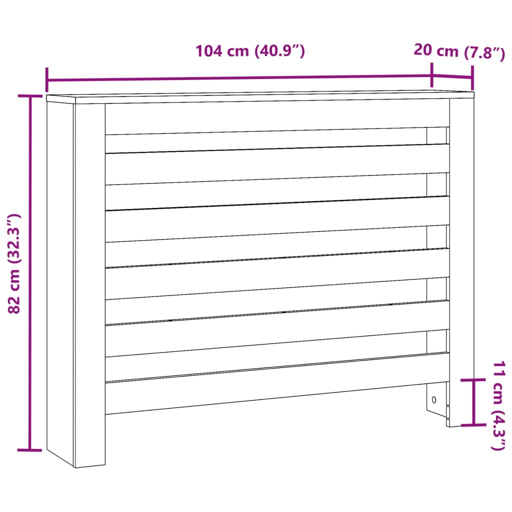 vidaXL Heizkörperverkleidung Weiß 104x20x82 cm Holzwerkstoff