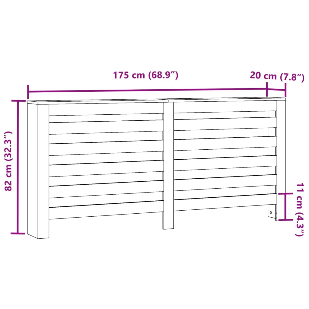 vidaXL Heizkörperverkleidung Grau Sonoma 175x20x82 cm Holzwerkstoff