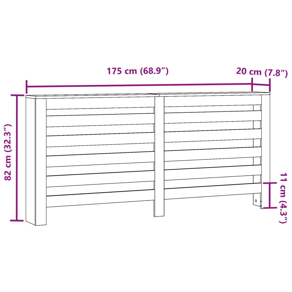 vidaXL Heizkörperverkleidung Braun Eiche 175x20x82 cm Holzwerkstoff