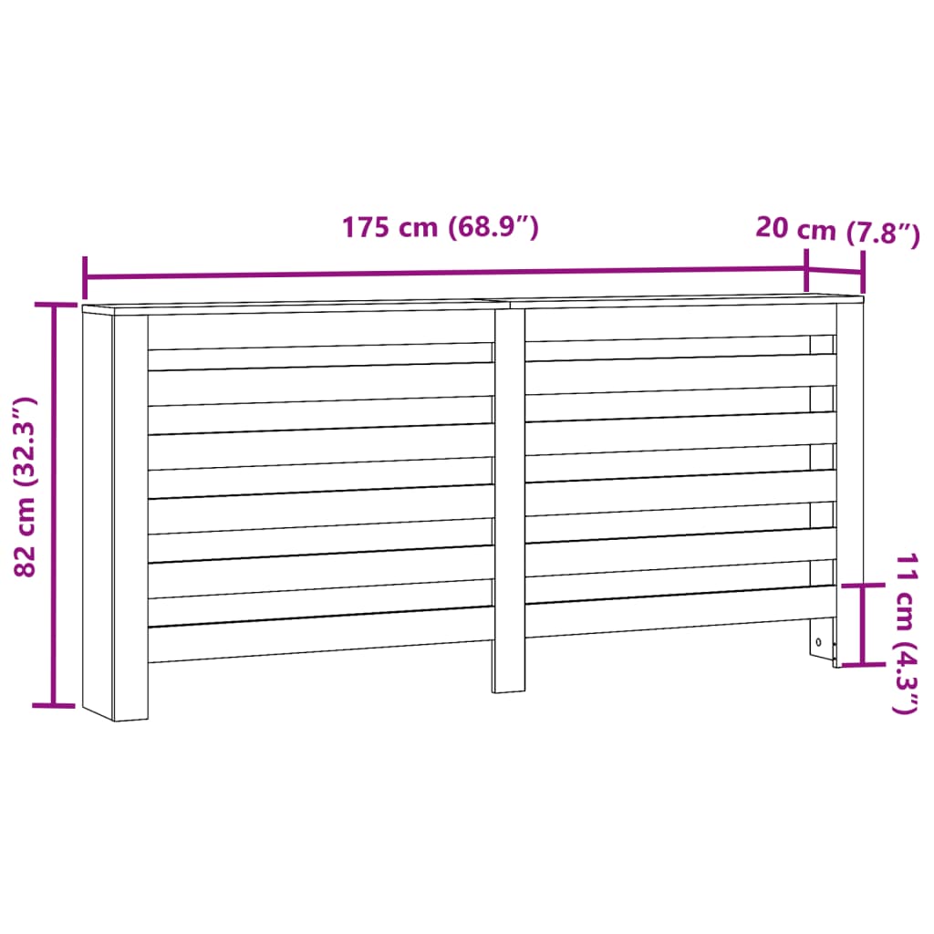 vidaXL Heizkörperverkleidung Altholz-Optik 175x20x82 cm Holzwerkstoff