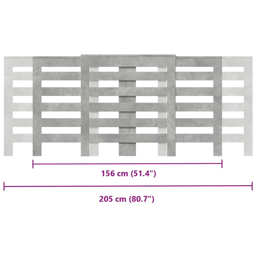 vidaXL Heizkörperverkleidung Betongrau 205x21,5x83,5 cm Holzwerkstoff