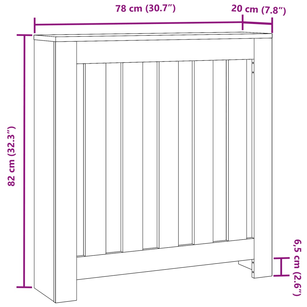 vidaXL Heizkörperverkleidung Weiß 78x20x82 cm Holzwerkstoff