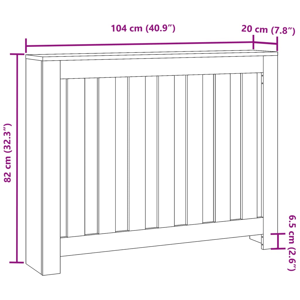 vidaXL Heizkörperverkleidung Betongrau 104x20x82 cm Holzwerkstoff