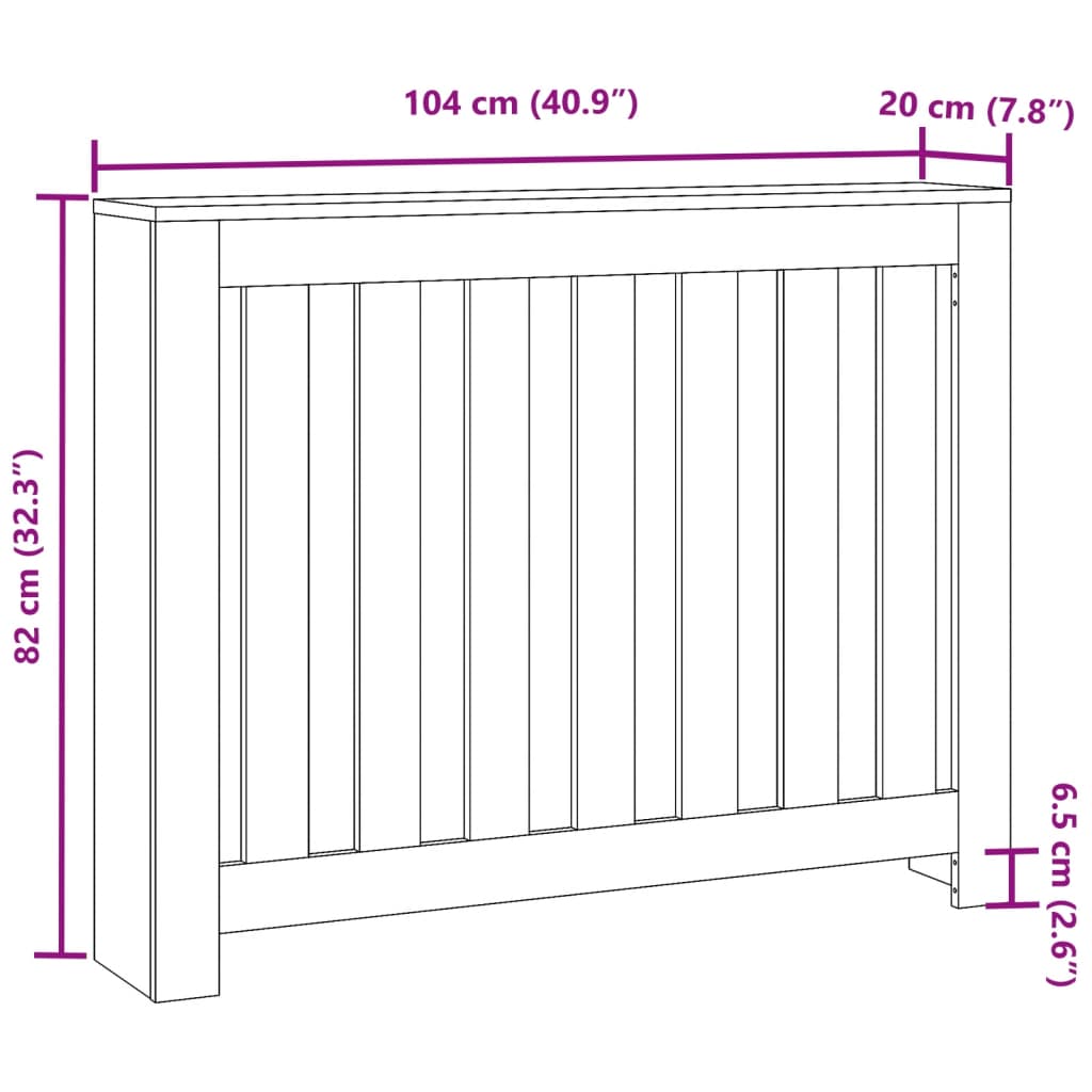 vidaXL Heizkörperverkleidung Grau Sonoma 104x20x82 cm Holzwerkstoff