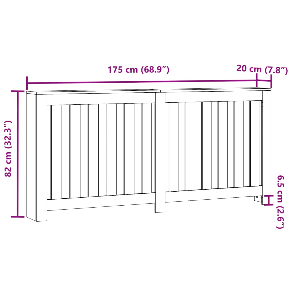 vidaXL Heizkörperverkleidung Grau Sonoma 175x20x82 cm Holzwerkstoff