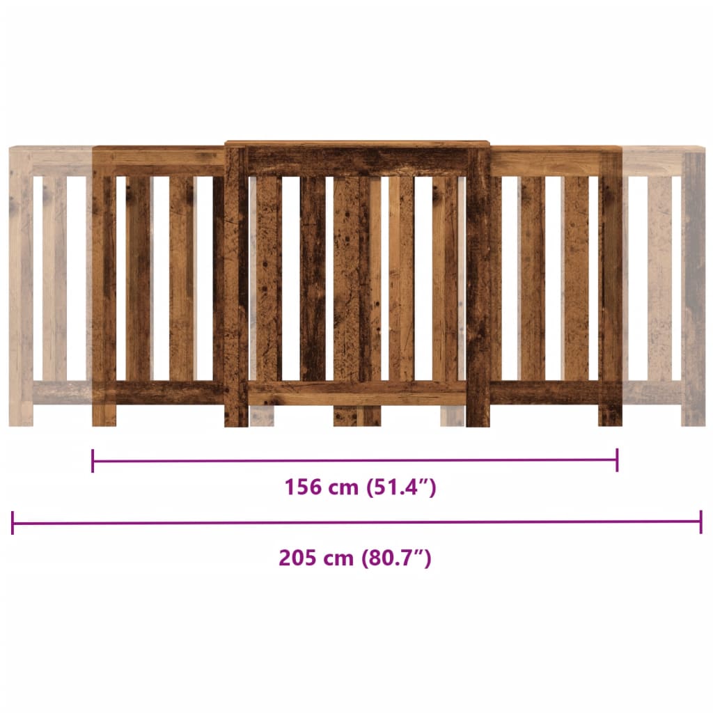 vidaXL Heizkörperverkleidung Altholz-Optik 205x21,5x83,5 cm