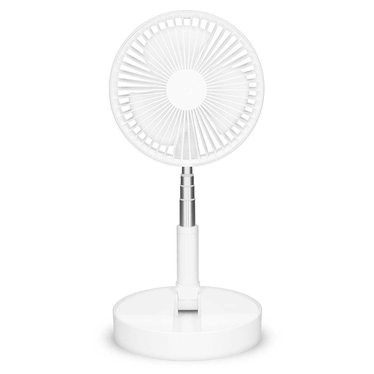 Tragbarer, flexibler Tisch- und 20-cm-Sockelventilator mit Li-Ionen-Akku Weiß