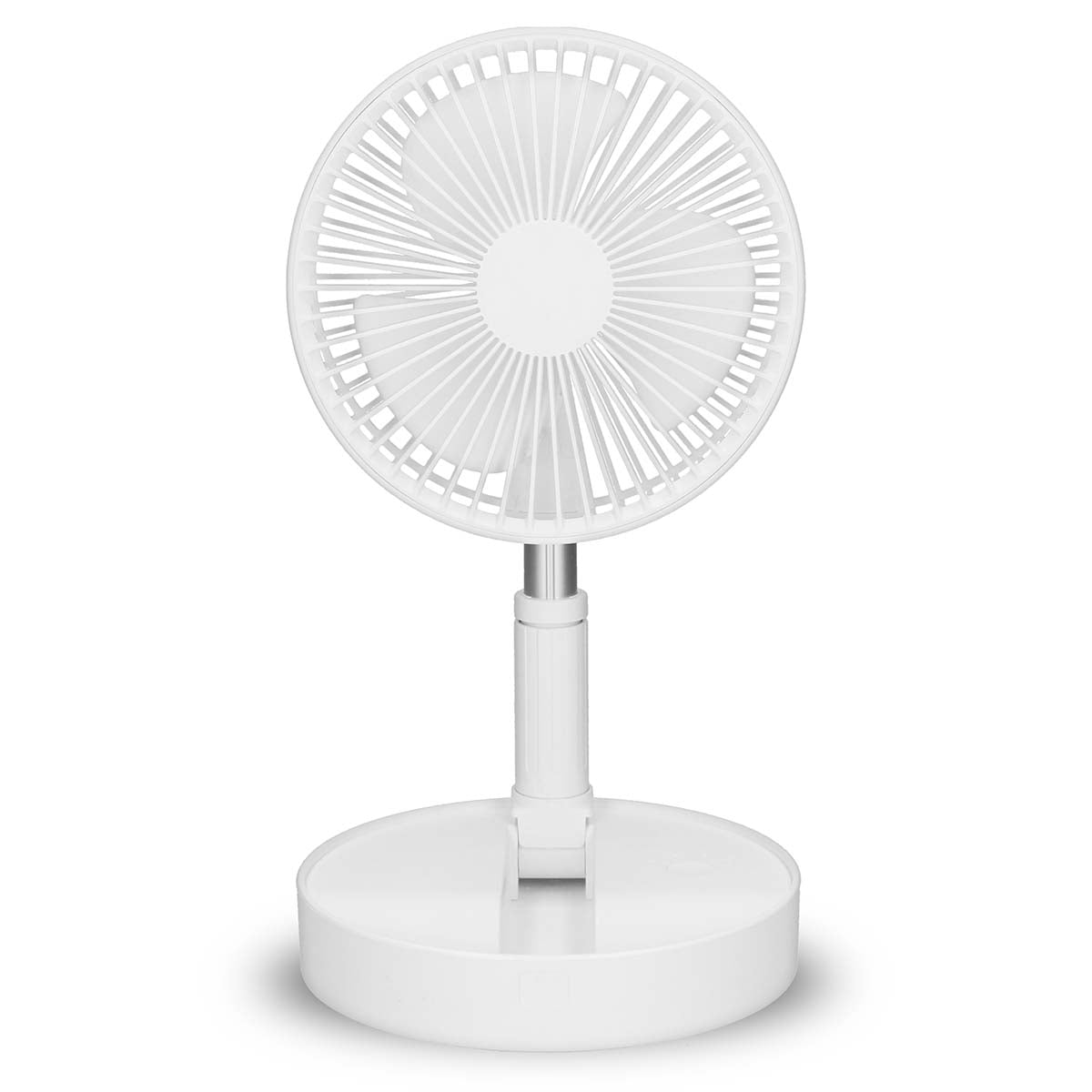 Tragbarer, flexibler Tisch- und 20-cm-Sockelventilator mit Li-Ionen-Akku Weiß