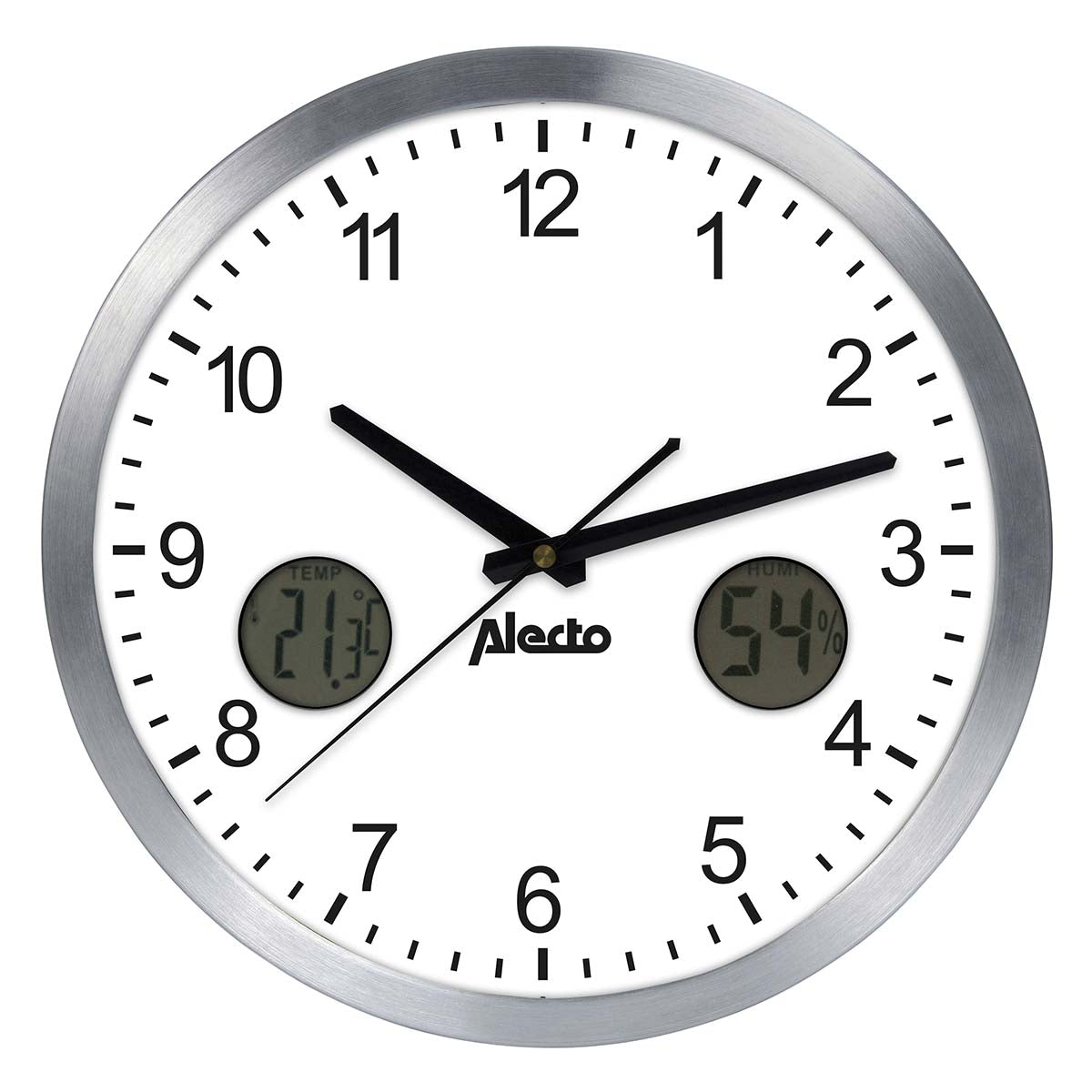 Große analoge Wanduhr mit Thermometer und Hygrometer 30,5 cm Durchmesser