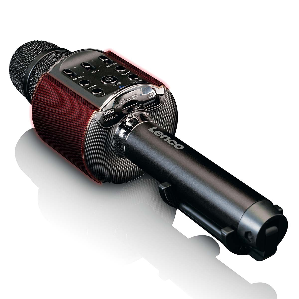 Bluetooth® Karaoke-Mikrofon mit Lautsprecher und Beleuchtung Schwarz