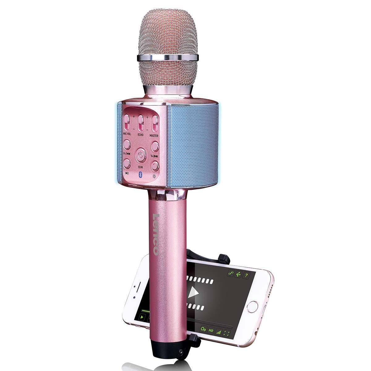 Bluetooth® Karaoke-Mikrofon mit Lautsprecher und Beleuchtung Pink