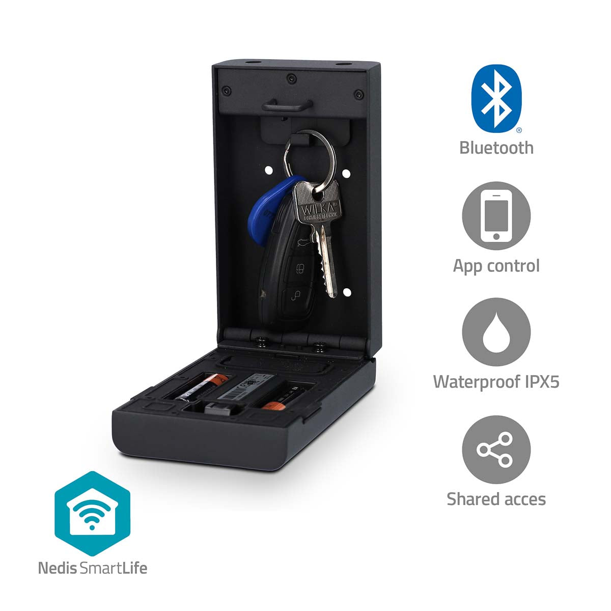 SmartLife Schlüsselbox | Schlüsseltresor | Bluetooth® | Aussenbereich | Tastensperre | IPX5 | Schwarz