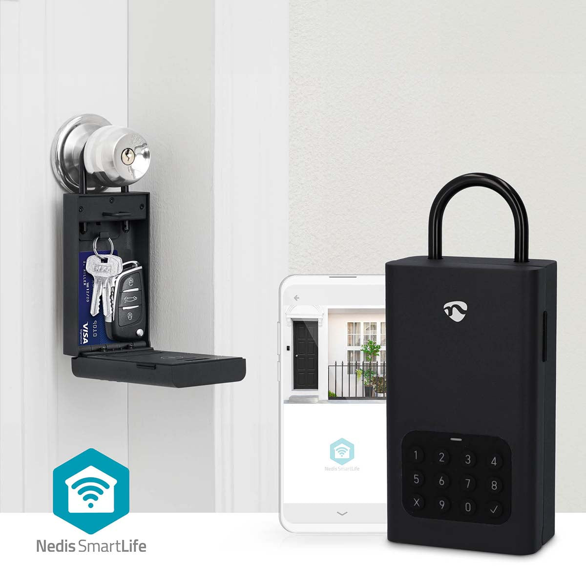 SmartLife Schlüsselbox | Schlüsseltresor | Bluetooth® | Aussenbereich | Tastensperre | IPX5 | Schwarz