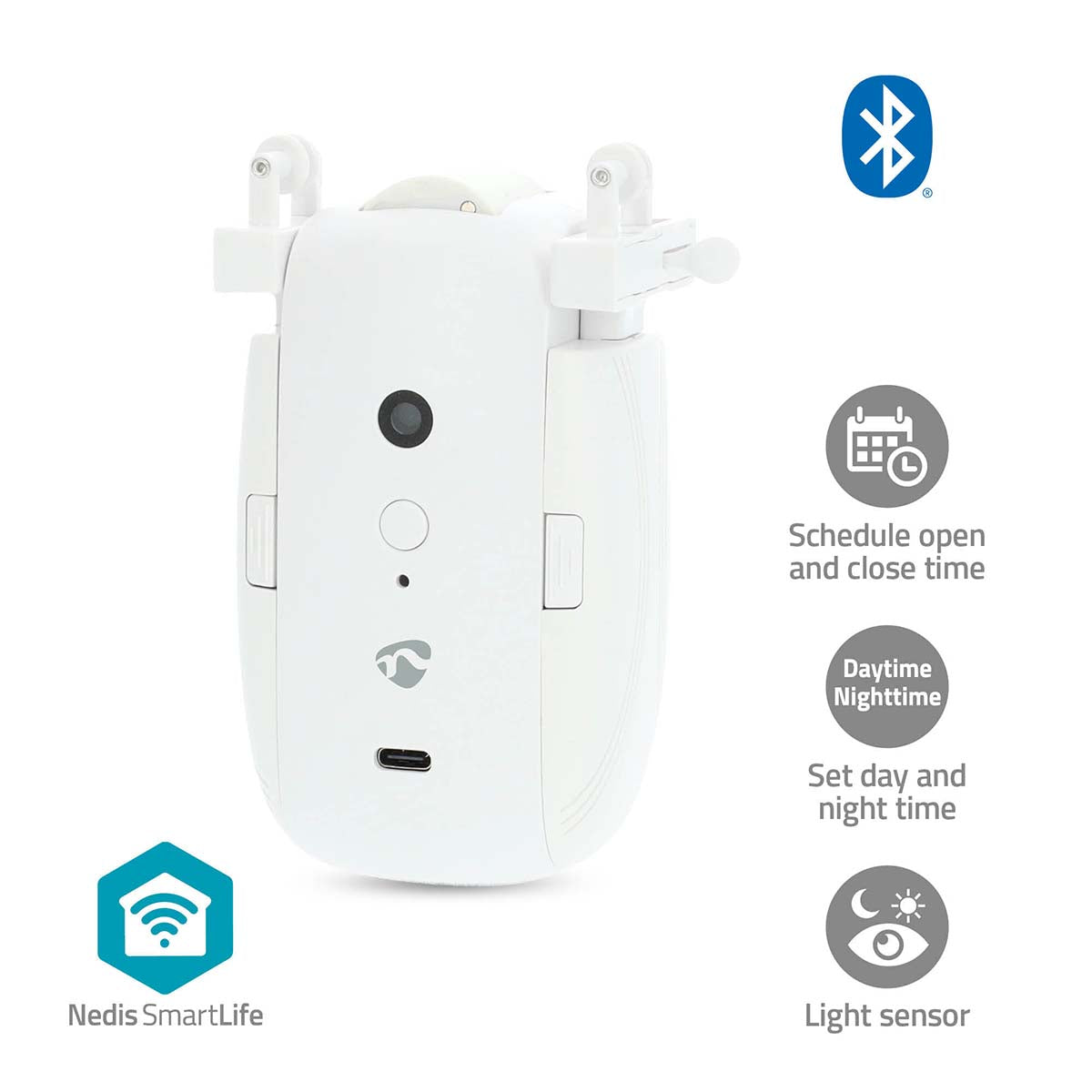 SmartLife Vorhang Roboter | I-Schiene / U-Schiene | Vorhänge | Batteriebetrieben / Stromversorgung über USB | 4000 mAh | Bluetooth® | Weiss