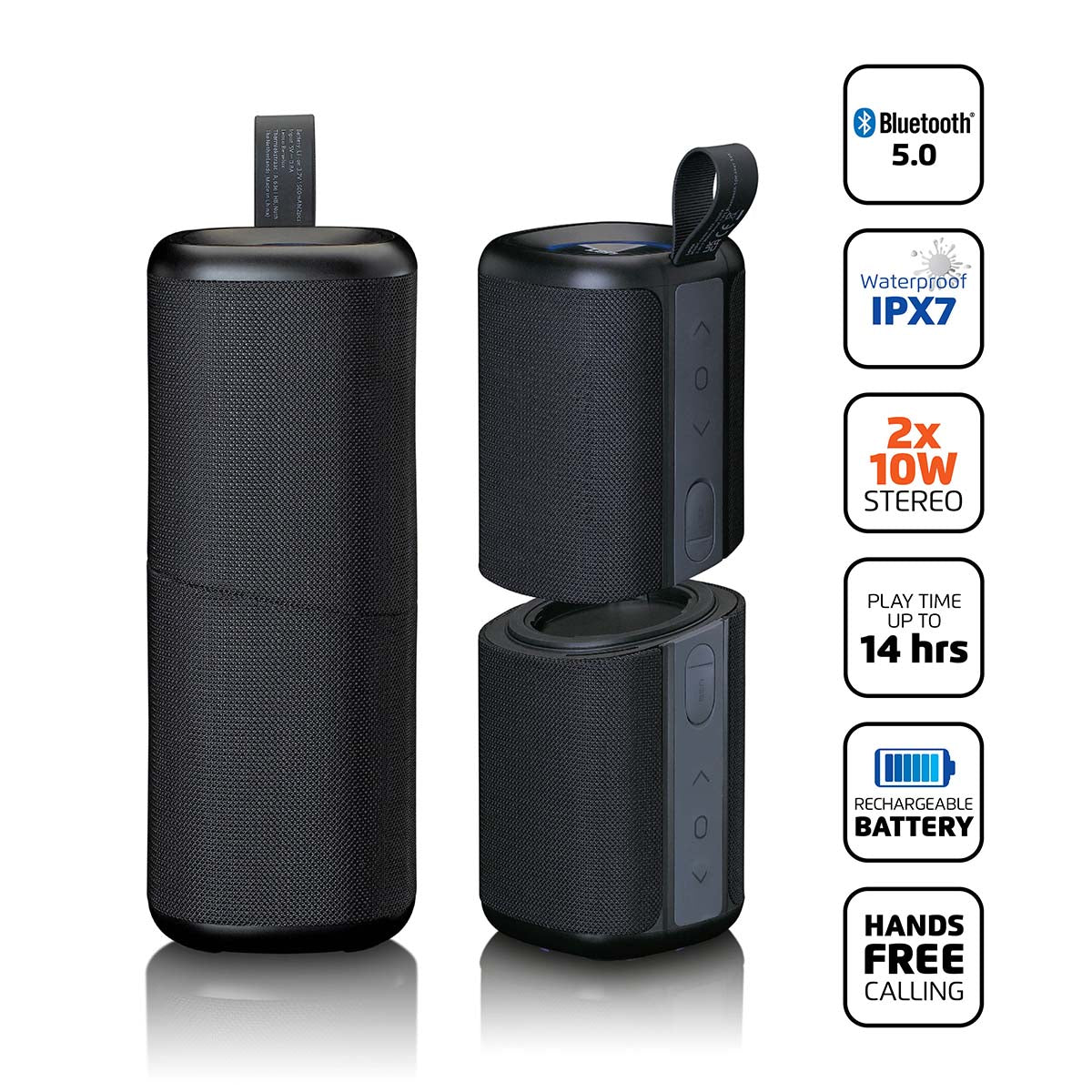 2-in-1 2x10W TWS Bluetooth® 5.0-Lautsprecher IPX7