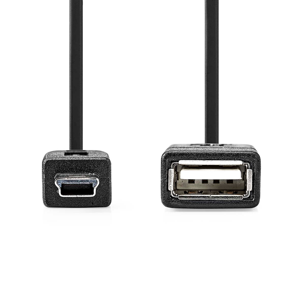 USB-Adapter | USB 2.0 | Mini 5-Pin Stecker | USB-A Buchse | 480 Mbps | OTG | 0.20 m | Rund | Vernickelt | Schwarz | Box