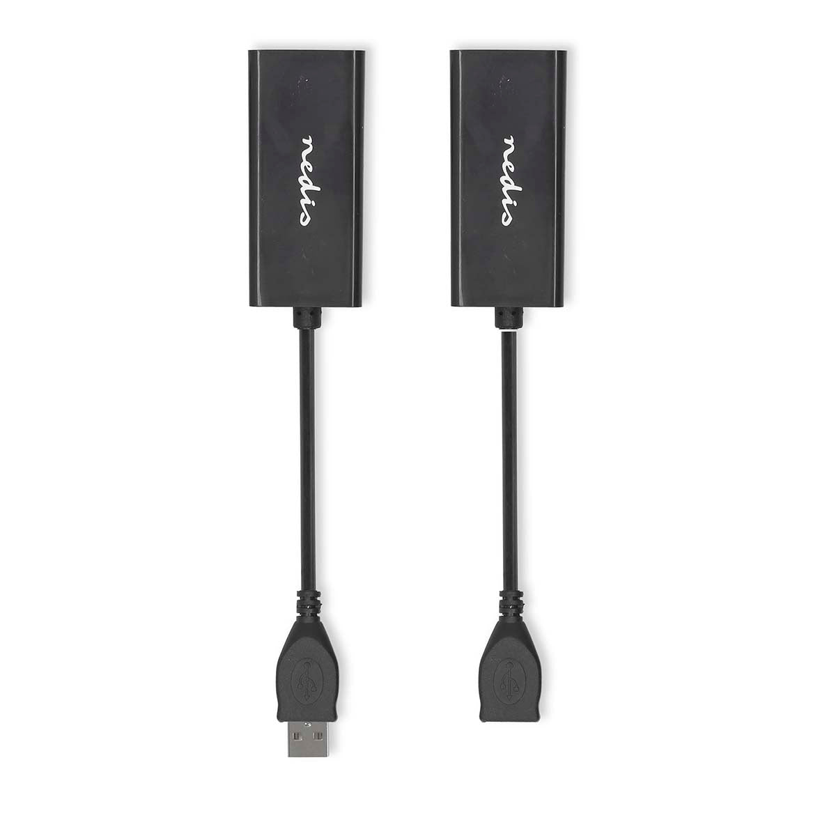 USB-Extender | USB 2.0 | 1x USB-A Stecker | 1x RJ45 Female | 1x USB-A Buchse | 1x RJ45 Female | 50 m | 480 Mbps | Vernickelt | Rund | PVC | Schwarz | Box