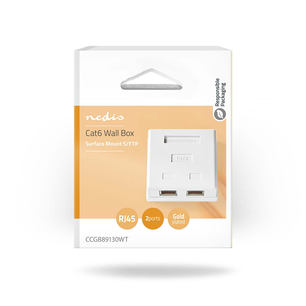 Netzwerk-Wanddose | An der Wand | 2-Port port(s) | STP CAT6 | Gerade | Buchse | Vergoldet | PVC | Weiss | Box