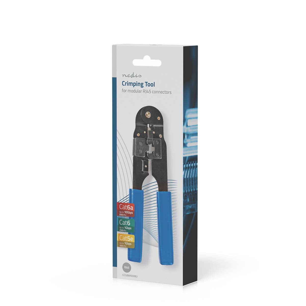 Crimp pliers | CAT5e / CAT6 / CAT6a | Abziehen / Schneiden / Zange | ABS / Stahl | Blau