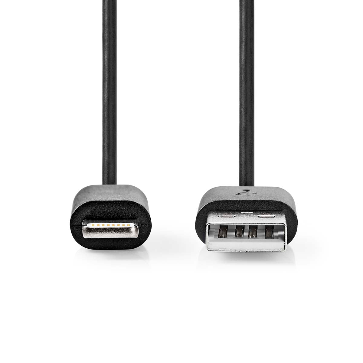 Lightning Kabel | USB 2.0 | Apple Lightning 8-Pin | USB-A Stecker | 480 Mbps | Vernickelt | 1.00 m | Rund | PVC | Schwarz | Label