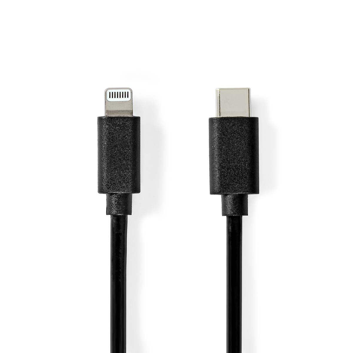 Lightning Kabel | USB 2.0 | Apple Lightning 8-Pin | USB-C™ Stecker | 480 Mbps | Vernickelt | 1.00 m | Rund | PVC | Schwarz | Label