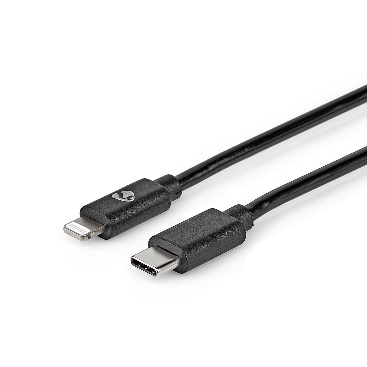 Lightning Kabel | USB 2.0 | Apple Lightning 8-Pin | USB-C™ Stecker | 480 Mbps | Vernickelt | 1.00 m | Rund | PVC | Schwarz | Label