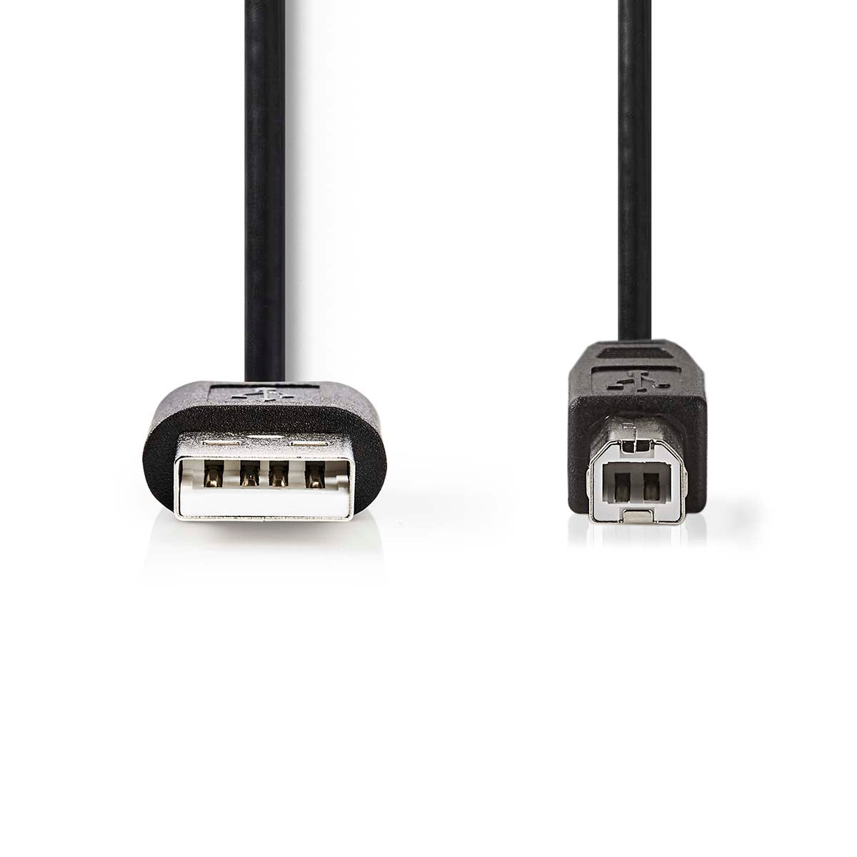 USB-Kabel | USB 2.0 | USB-A Stecker | USB-B Stecker | 480 Mbps | Vernickelt | 2.00 m | Rund | PVC | Schwarz | Label