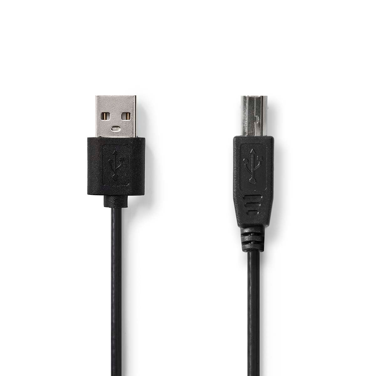 USB-Kabel | USB 2.0 | USB-A Stecker | USB-B Stecker | 480 Mbps | Vernickelt | 2.00 m | Rund | PVC | Schwarz | Label