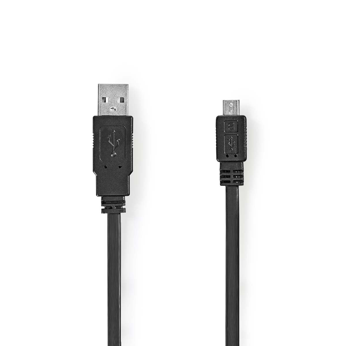 USB-Kabel | USB 2.0 | USB-A Stecker | USB Micro-B Stecker | 480 Mbps | Vernickelt | 1.00 m | Flach | PVC | Schwarz | Label