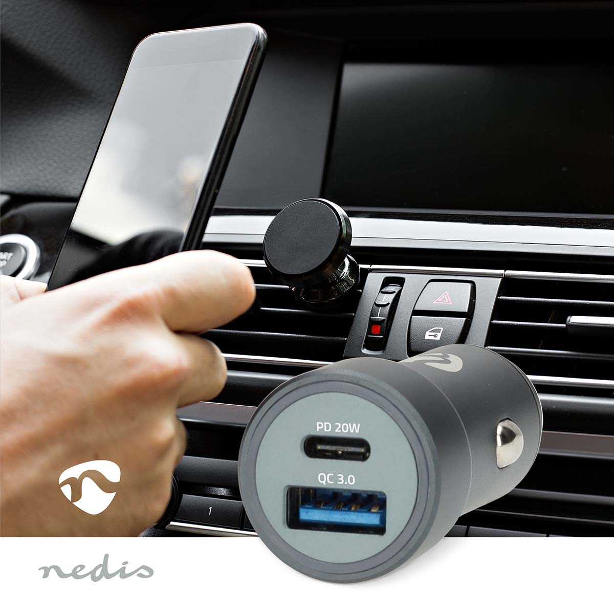 Auto-Ladegerät | 38 W | 1.5 / 1.67 / 2.0 / 2.22 / 3.0 A | Anzahl der Ausgänge: 2 | Port Type: USB-A / USB-C™ | Automatische Spannungswahl