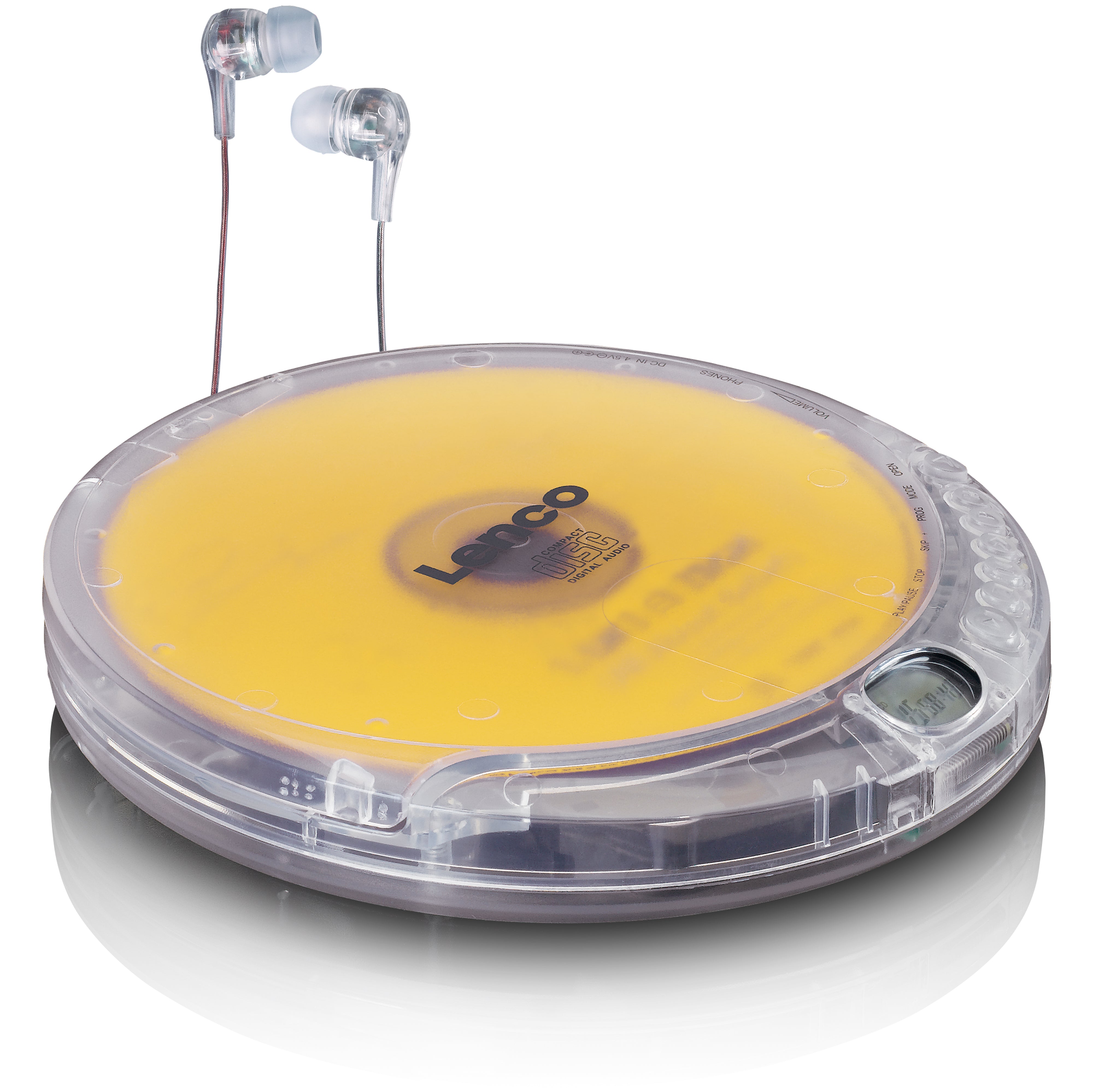 Tragbarer CD-Player mit Ladefunktion Transparent