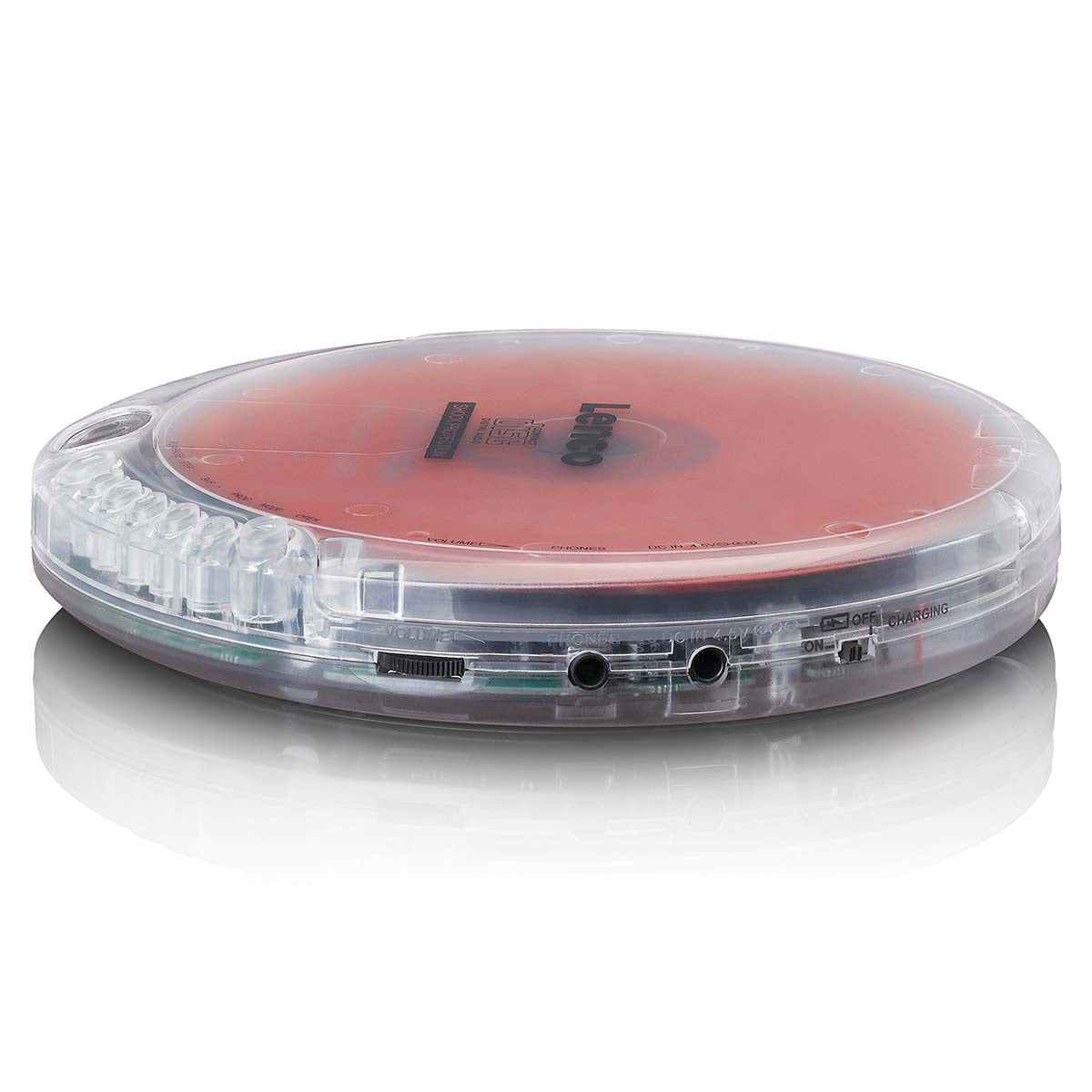 Tragbarer CD-Spieler mit Anti-Schock-Funktion Transparent