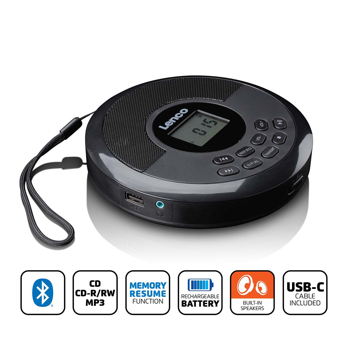 Discman mit Bluetooth® und integrierten Lautsprechern
