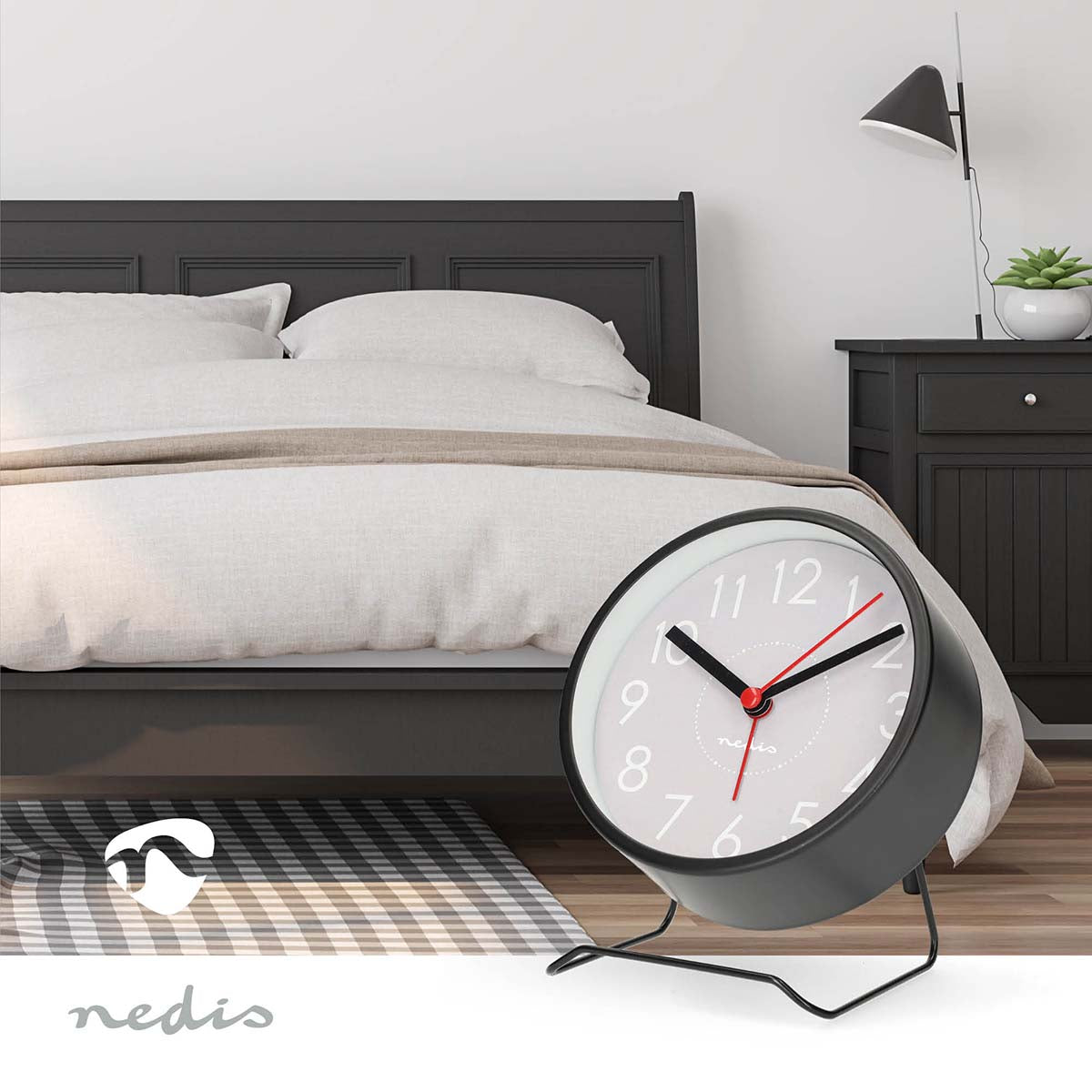 Analoger Schreibtisch Wecker | Snooze-Funktion | leises Uhrwerk | Schwarz