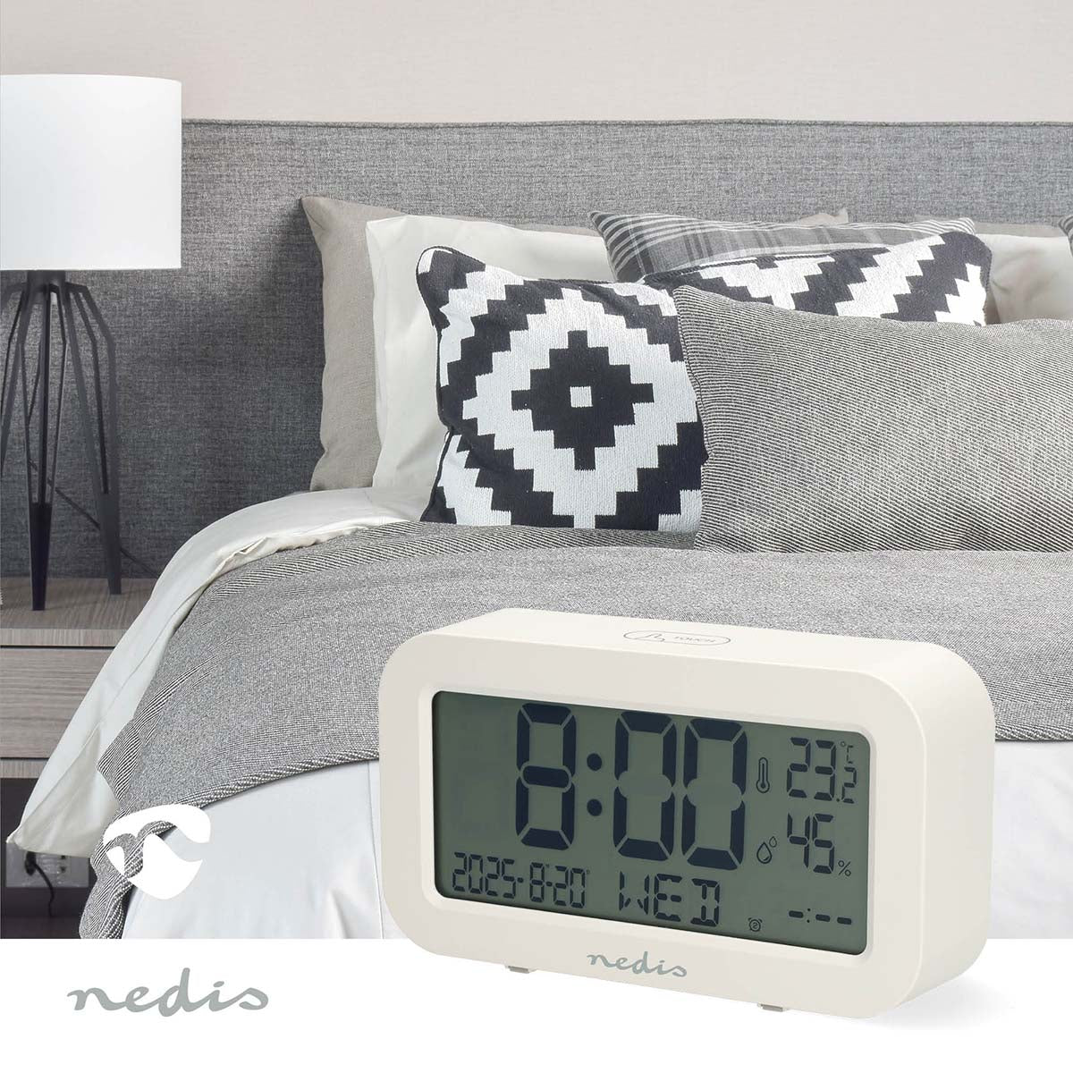 Digital-Schreibtisch-Wecker | LCD-Anzeige | Backlight | Snooze-Funktion | Datumsanzeige | Timerfunktion | Weiss