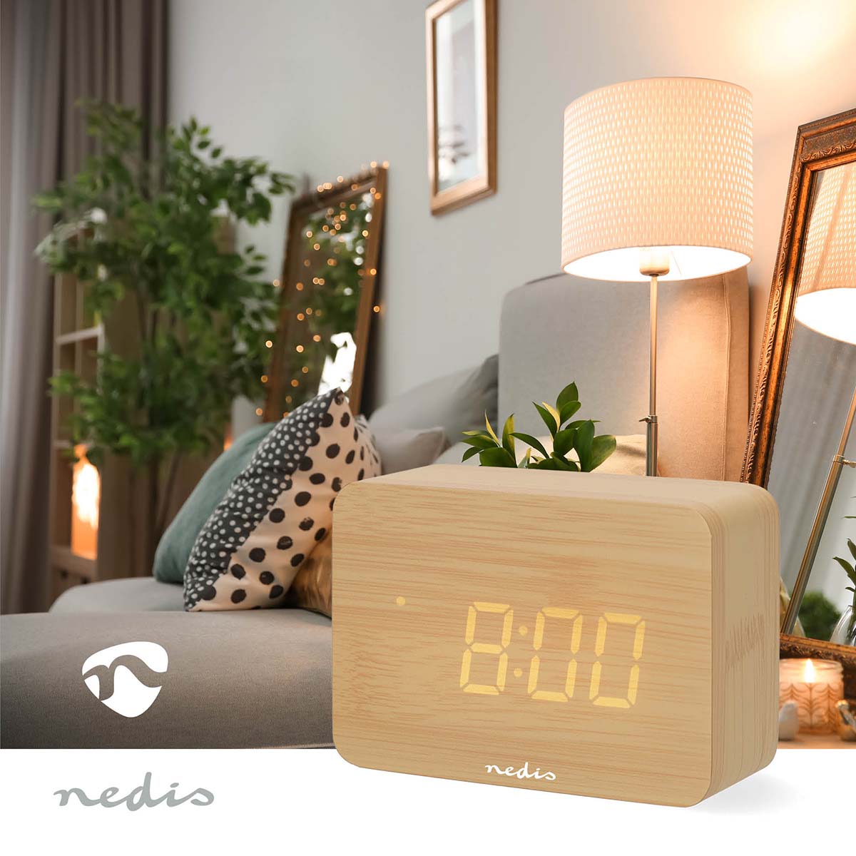 Digital-Schreibtisch-Wecker | LED-Anzeige | Backlight | Snooze-Funktion | Datumsanzeige | Raumtemperatut | Holz
