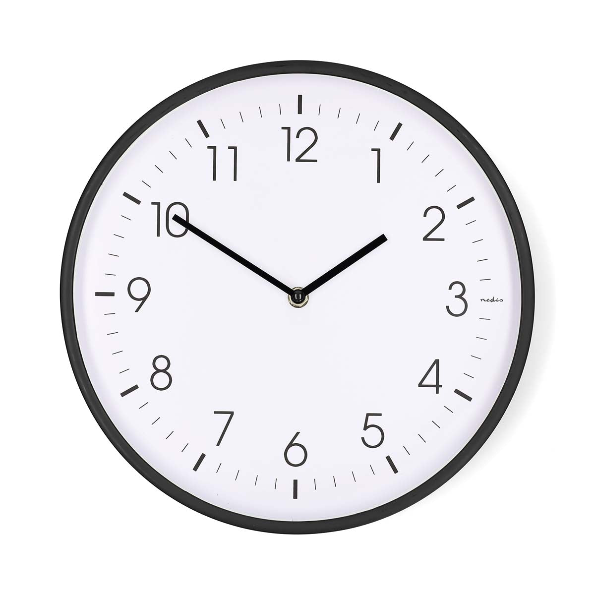 Wanduhr | Durchmesser: 300 mm | Kunststoff | Leise Bewegung | Schwarz