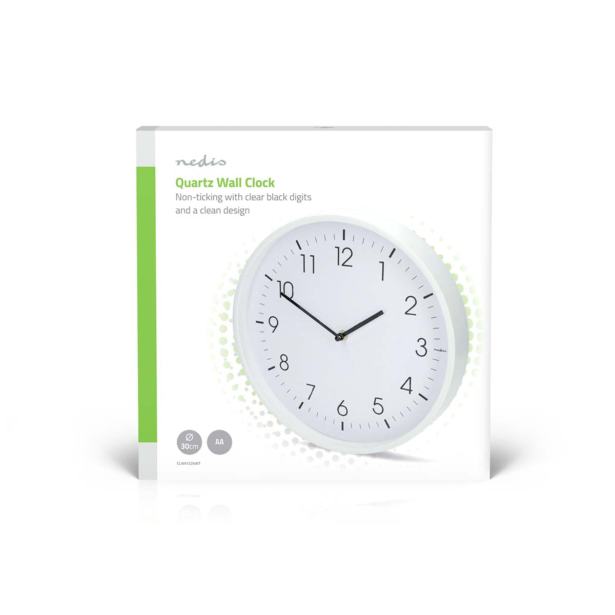 Wanduhr | Durchmesser: 300 mm | Kunststoff | Leise Bewegung | Weiss