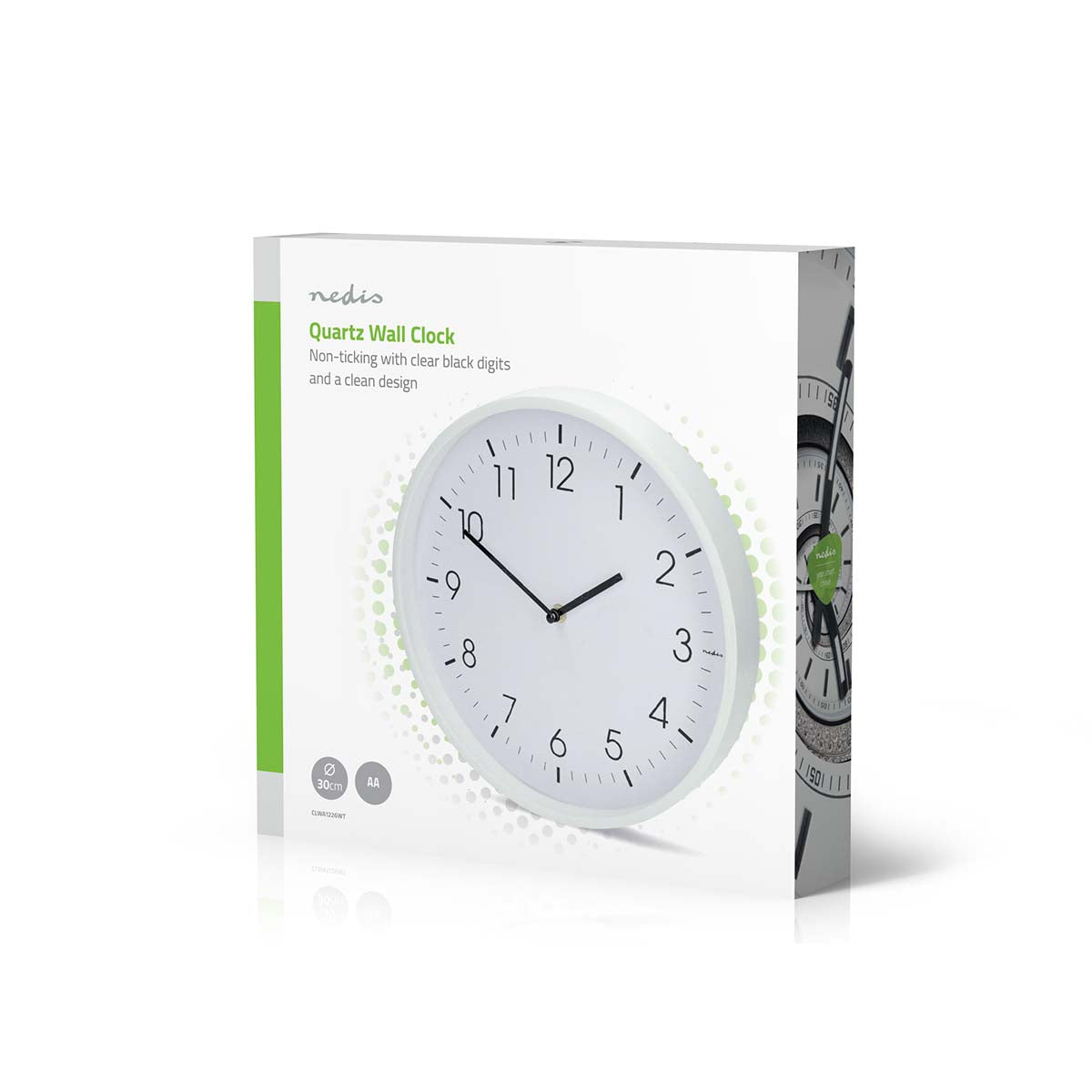 Wanduhr | Durchmesser: 300 mm | Kunststoff | Leise Bewegung | Weiss