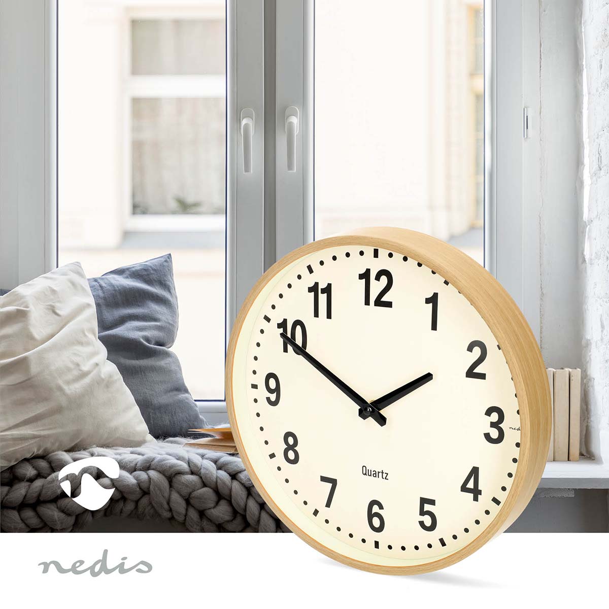 Wanduhr | Durchmesser: 300 mm | Holz | Leise Bewegung | Holz