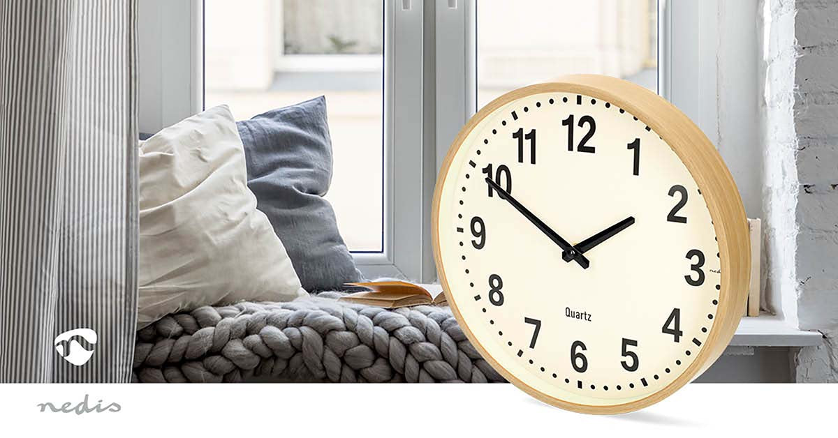 Wanduhr | Durchmesser: 300 mm | Holz | Leise Bewegung | Holz