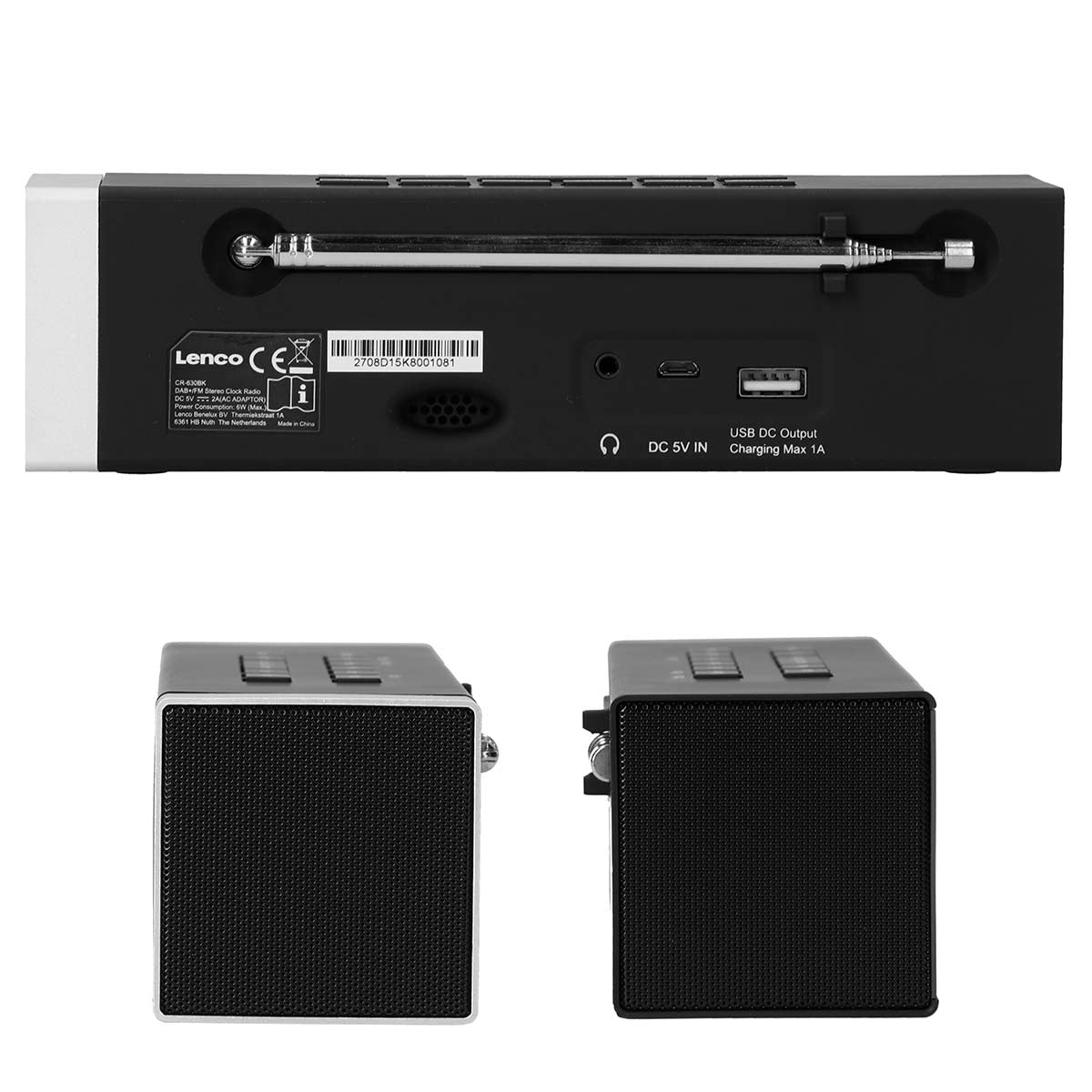 DAB+ fm clock radio with usb charging