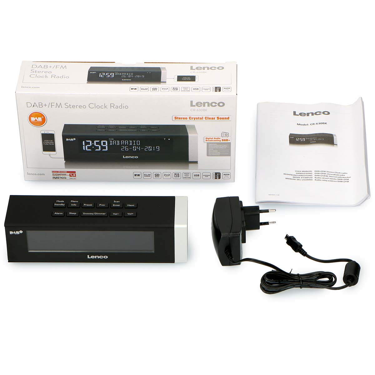 DAB+ fm clock radio with usb charging