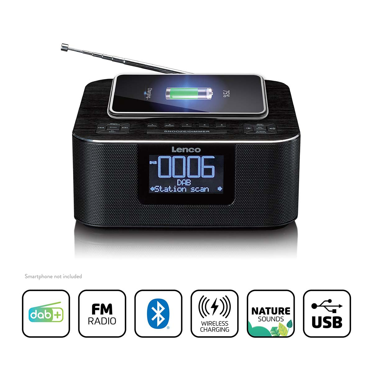 Stereo-Weckerradio mit DAB+ FM Bluetooth® kabellos laden