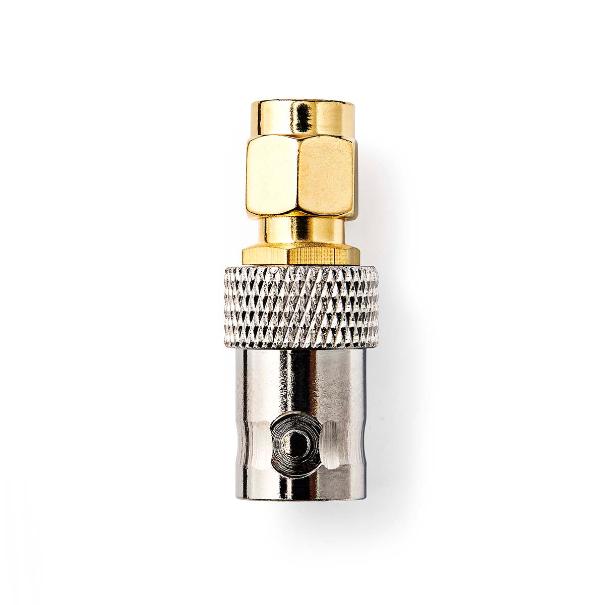 SMA Adapter | SMA-Stecker | BNC-Buchse | Vergoldet | 50 Ohm | Gerade | Kupfer | Gold | 2 Stück | Box